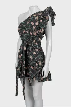 One shoulder printed bodycon dress