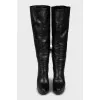 Leather boots with platform and heels
