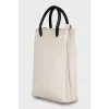 Leather crossbody bag with branded logo