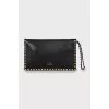 Leather clutch with gold studs