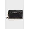 Leather clutch with gold studs