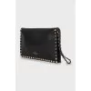 Leather clutch with gold studs