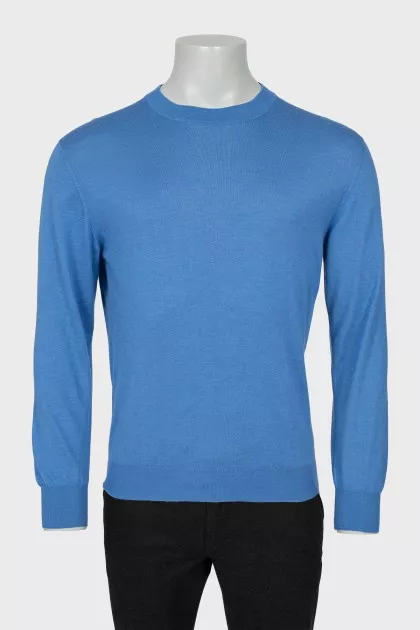 Men's blue cashmere and silk jumper