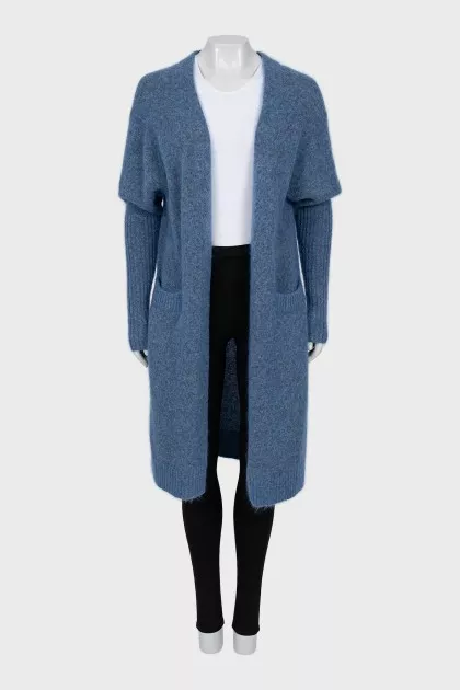 Blue cardigan with short pile