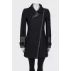 Black coat with eco-leather inserts