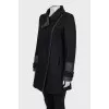 Black coat with eco-leather inserts