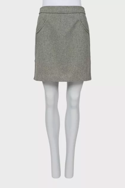 Gray A-line wool skirt