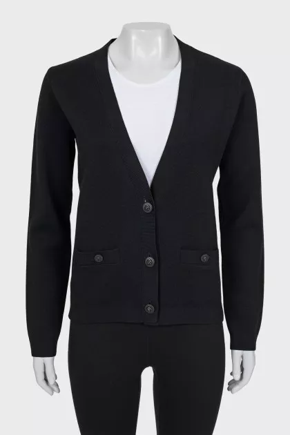 Black straight cut cardigan