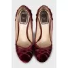 Velour shoes with heels and decor