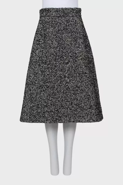 Black and white wool skirt