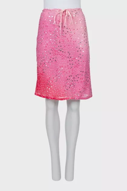 Gradient print skirt with tag