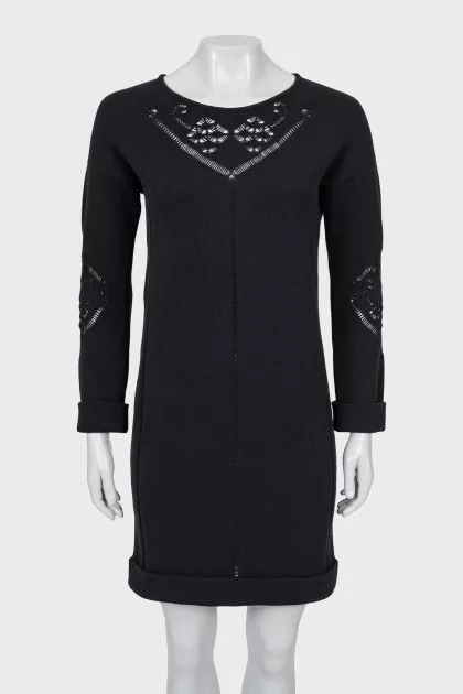 Black dress with decoration on sleeves