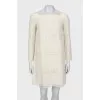 Straight dress with lace inserts