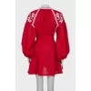 Linen dress with white embroidery