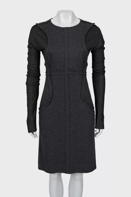 Wool dress with patch pockets