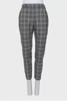 Checked wool trousers