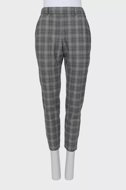 Checked wool trousers