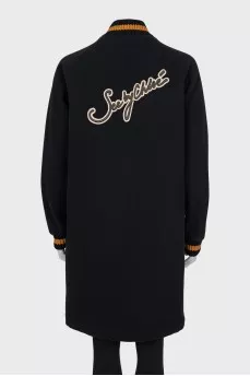 Wool coat with logo on the back