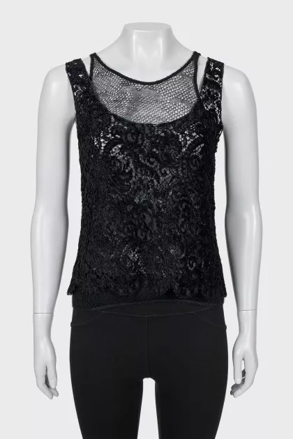Lace tank top with straps