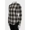Checked wool shirt with tag