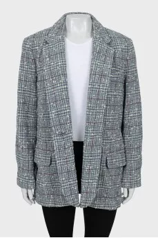 Wool blazer with check print