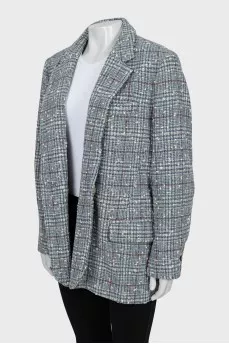 Wool blazer with check print