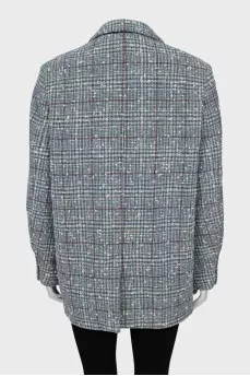 Wool blazer with check print