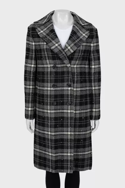Wool coat with silver decor