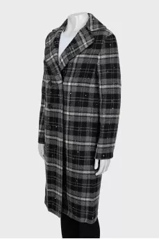 Wool coat with silver decor