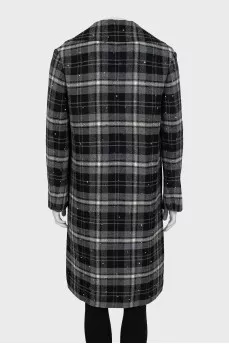 Wool coat with silver decor