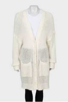 White cardigan with short pile