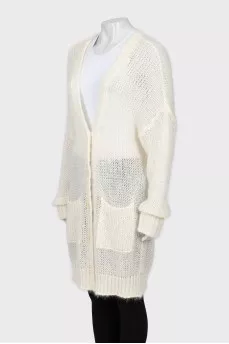 White cardigan with short pile