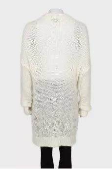 White cardigan with short pile