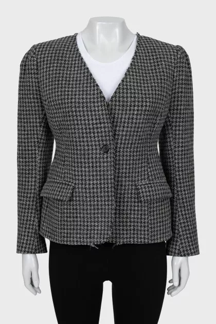 Wool jacket in houndstooth print