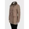 Double-breasted sheepskin coat with fur collar