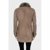 Double-breasted sheepskin coat with fur collar
