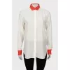 Silk shirt with contrast cuffs
