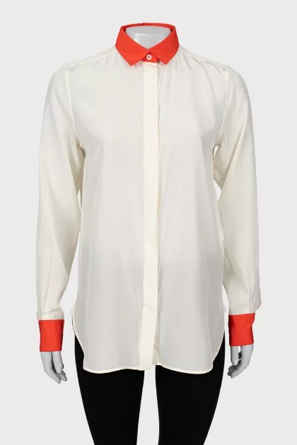 Silk shirt with contrast cuffs