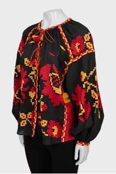 Blouse with embroidery loose fit