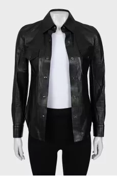 Leather shirt with buttons