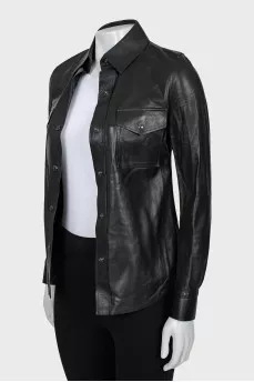 Leather shirt with buttons