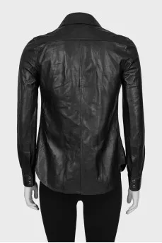 Leather shirt with buttons