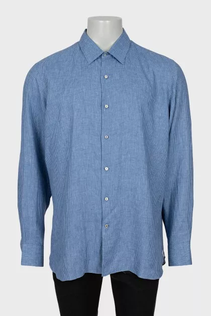 Men's Linen Shirt with Pinstripe