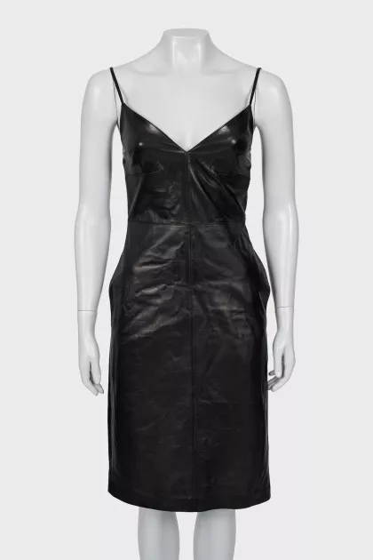 Leather dress with thin straps