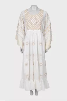 Linen dress with embroidered pattern