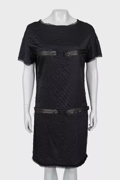 Black dress decorated with zippers