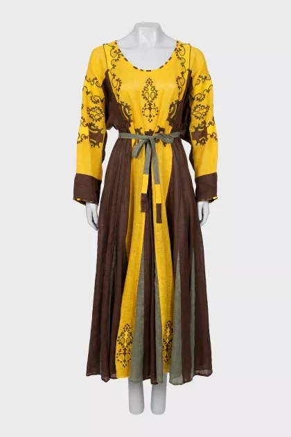 Linen dress decorated with embroidery