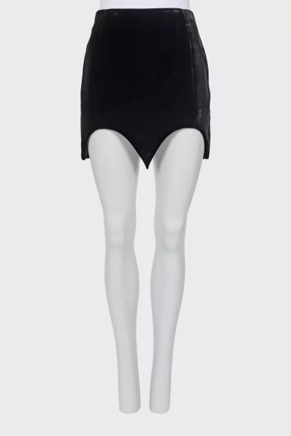 Black Velour Mini Skirt