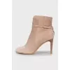 Beige suede ankle boots