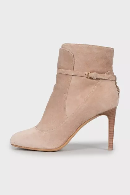 Beige suede ankle boots